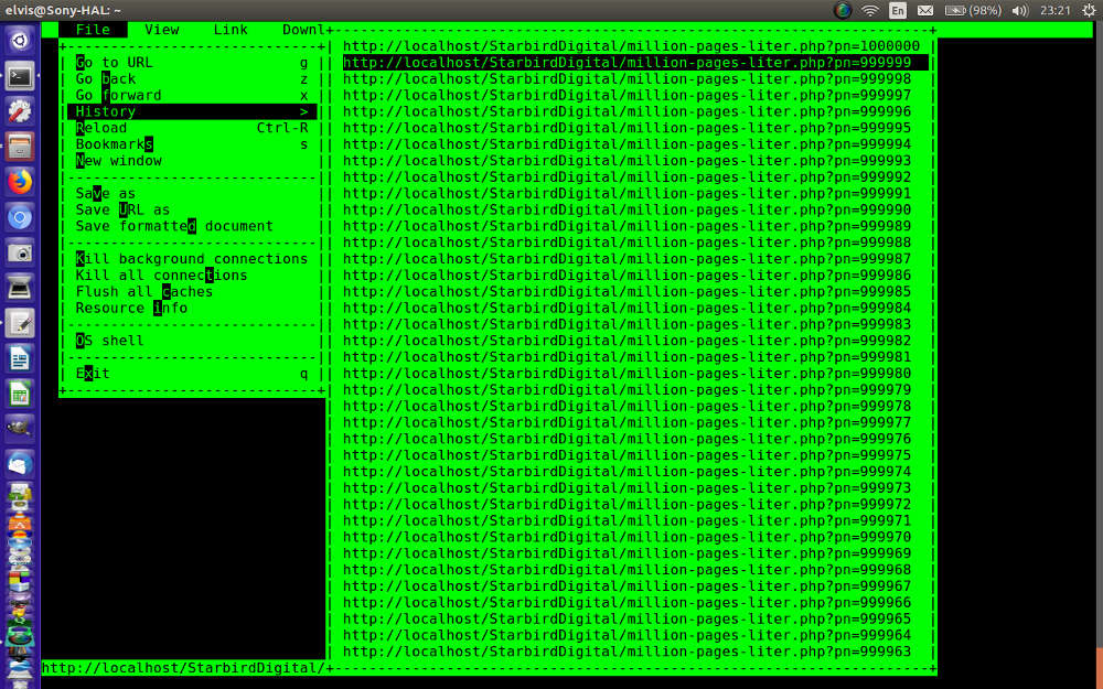 Linux Links Browser History at the Millionth Page